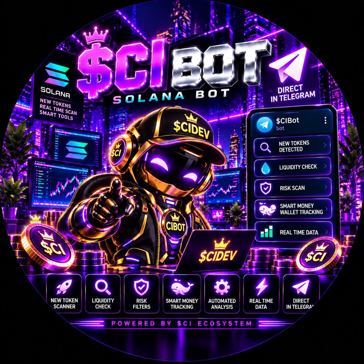 $CI Bot — Solana bot direct in Telegram